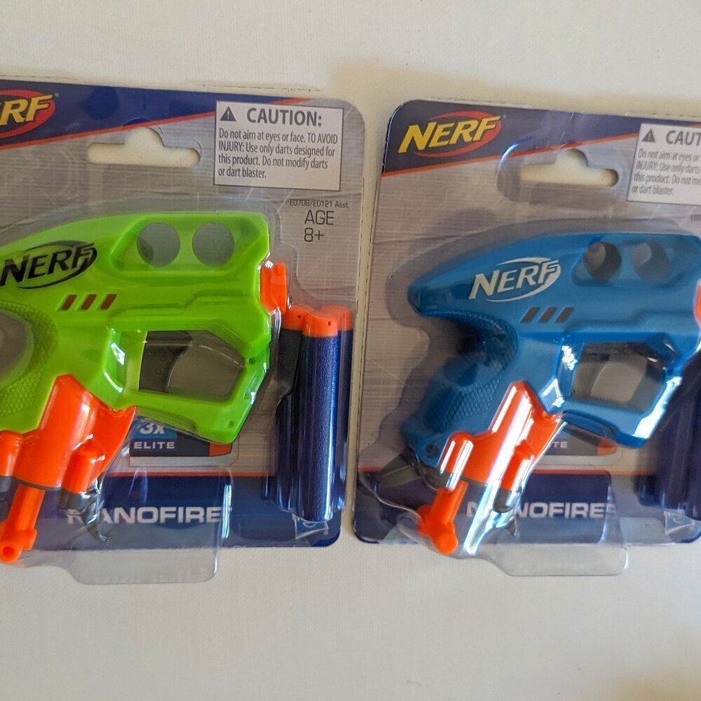 NWT 2 NERF Nanofire Elite N-Strike Blaster Guns Foam Darts Set Age 8+ Hasbro NEW